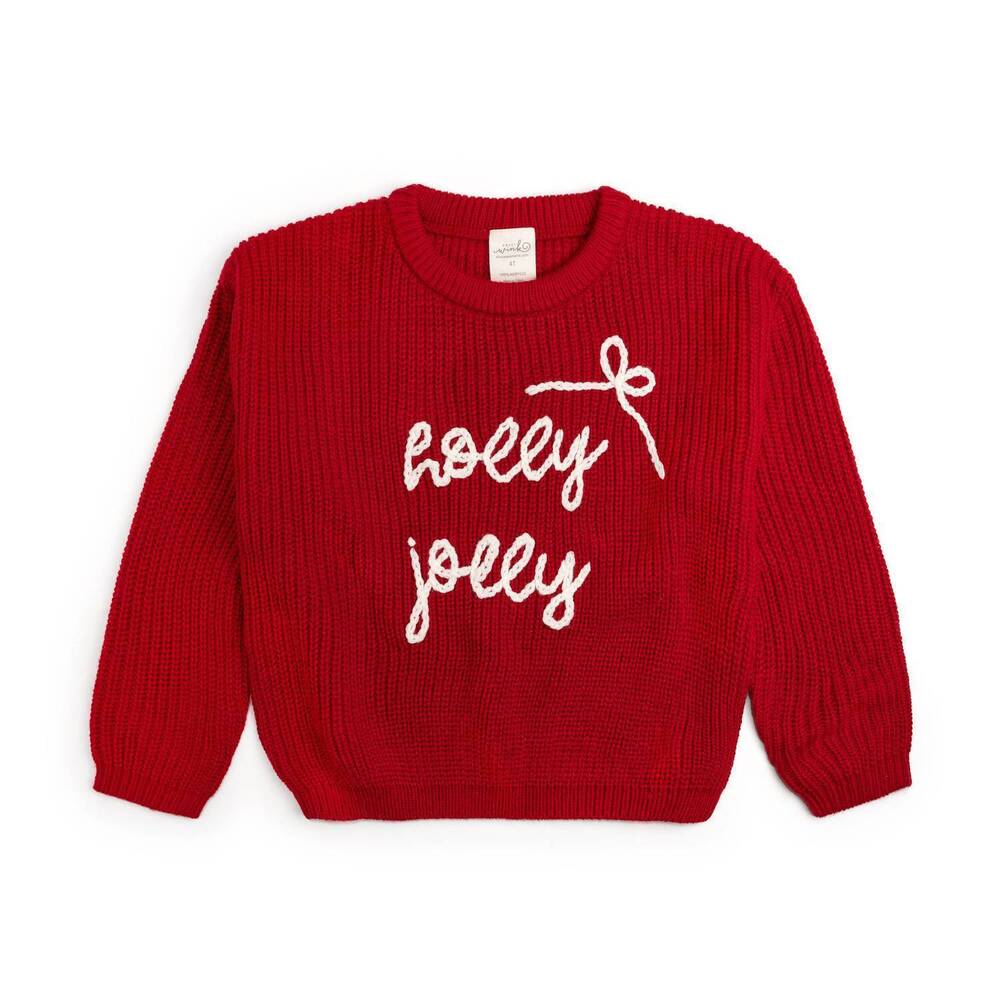 NEW SWEET WINK kids' holly jolly bow christmas knit sweater in ruby red